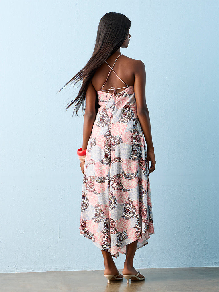 Bombay Paisley Blue Floral Design A-Line Dress