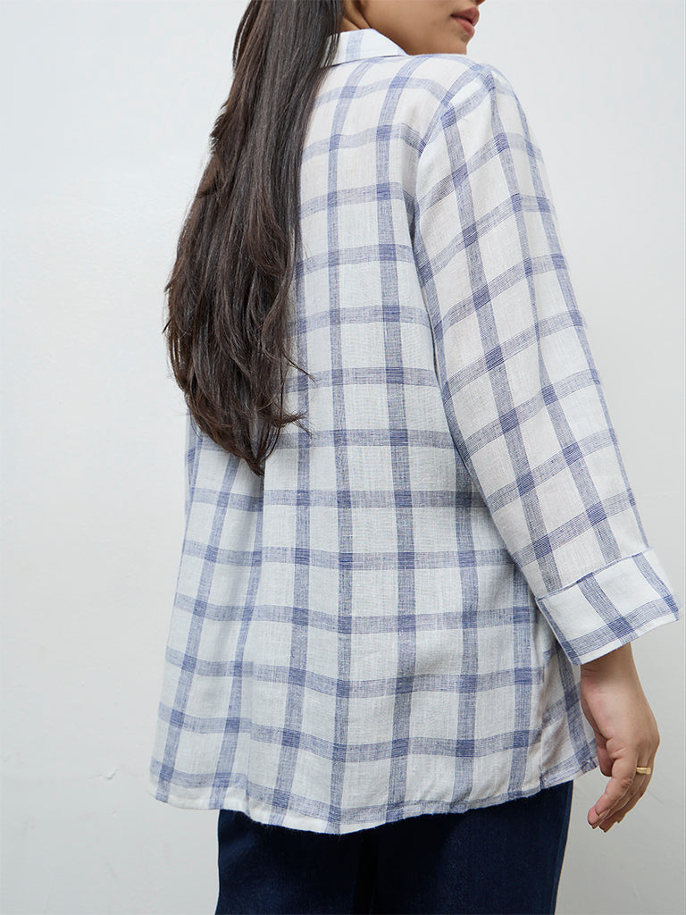 Gia White Checkered Cotton Shirt