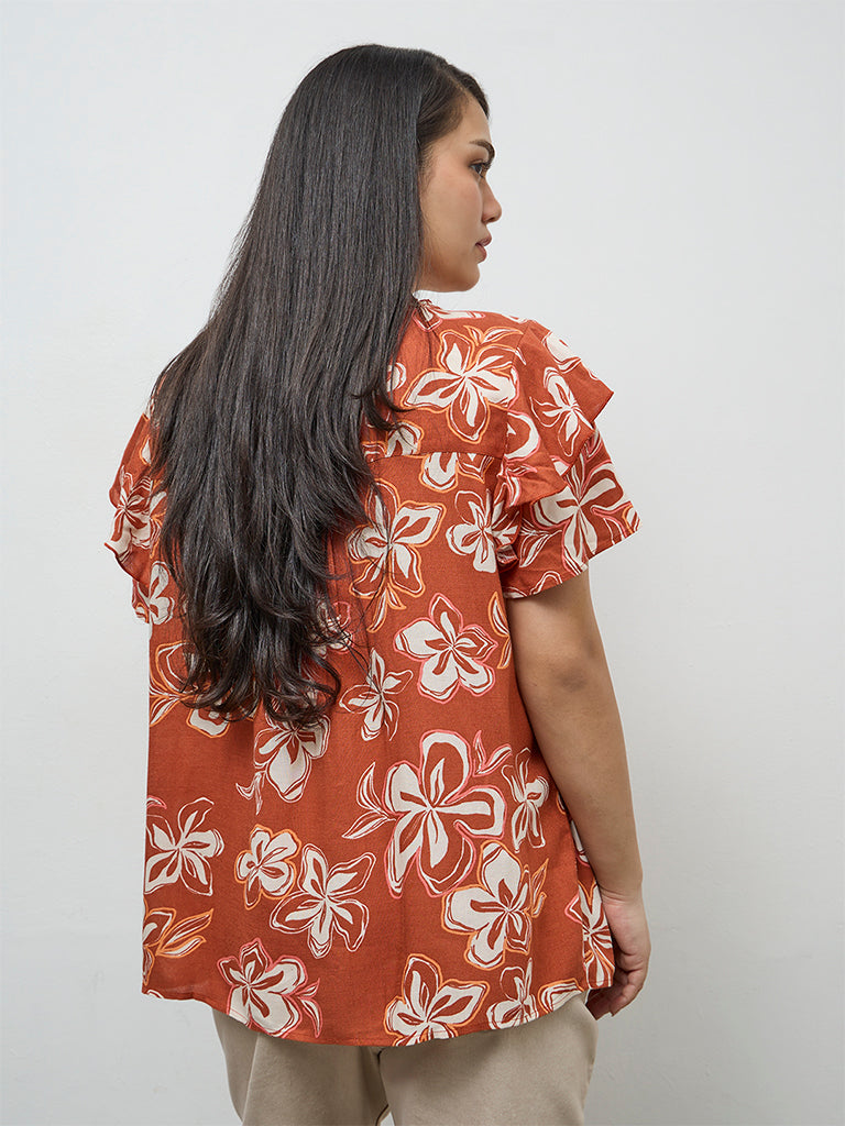 Gia Rust Floral Printed Blouse