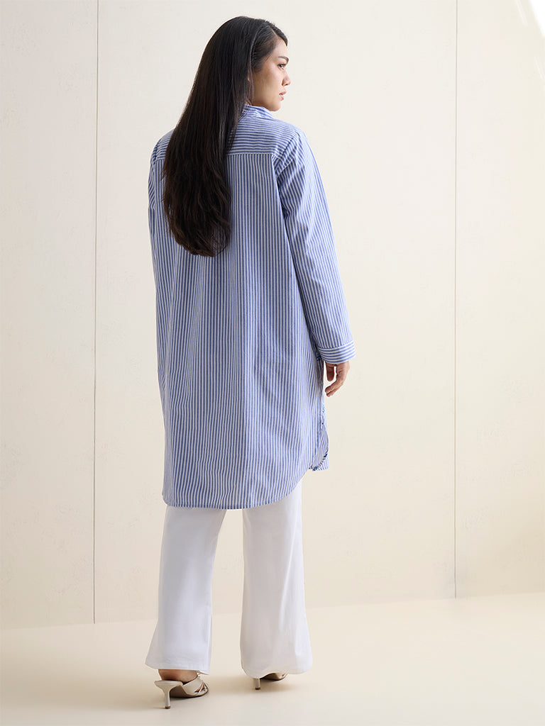 Gia Navy Striped Cotton Tunic