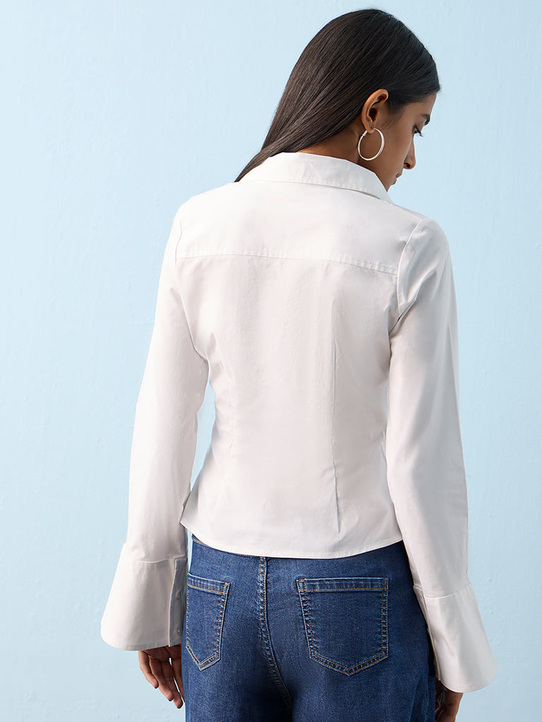 Nuon White Criss-Cross Detail Blouse