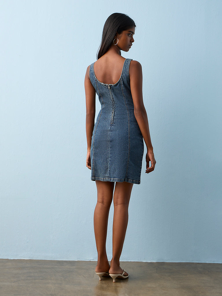 Nuon Blue Denim Bodycon Dress