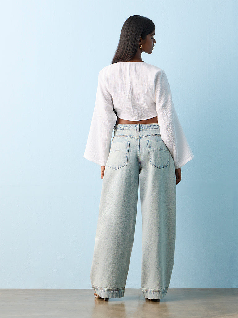 Nuon Light Blue Washed High-Rise Jeans
