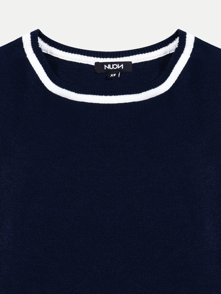 Nuon Navy Contrast-Detailed Top