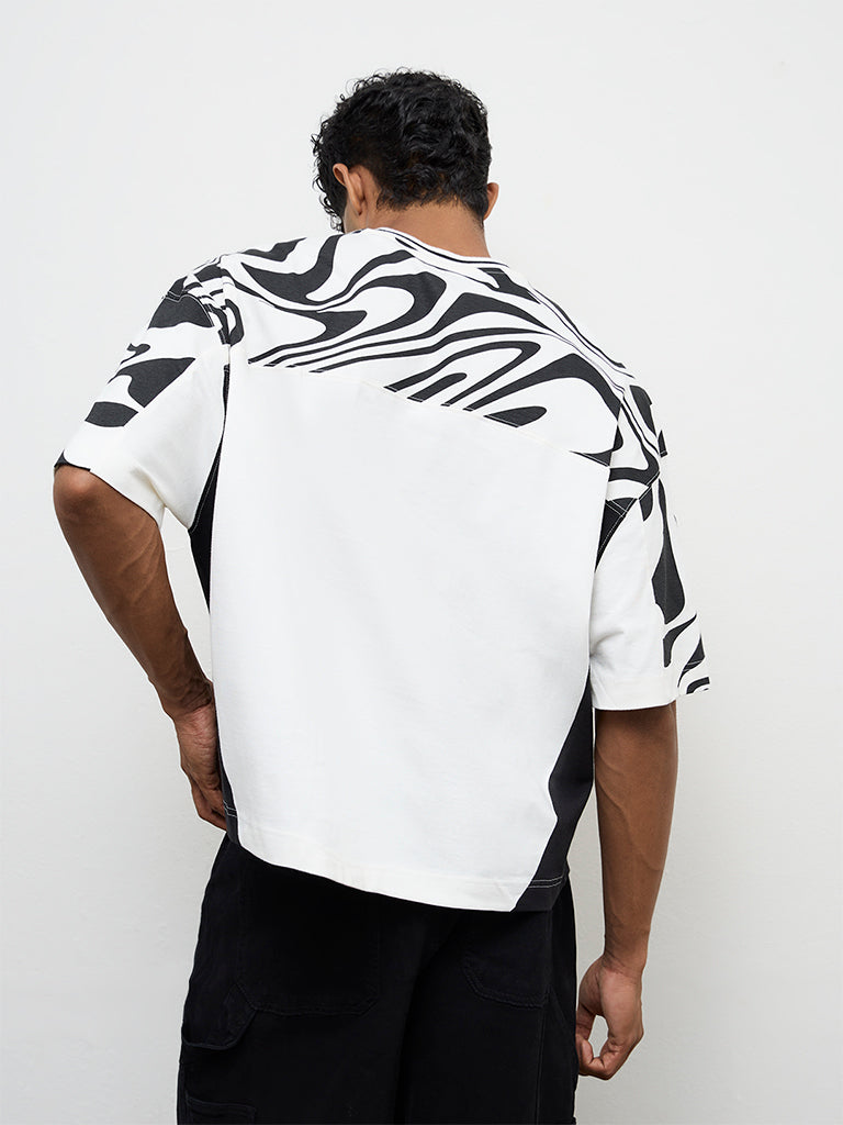 Nuon Off-White Numerical Printed Oversized Cotton T-Shirt