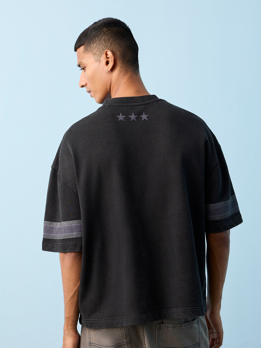 Nuon Black Text-Design Oversized-Fit Cotton T-Shirt