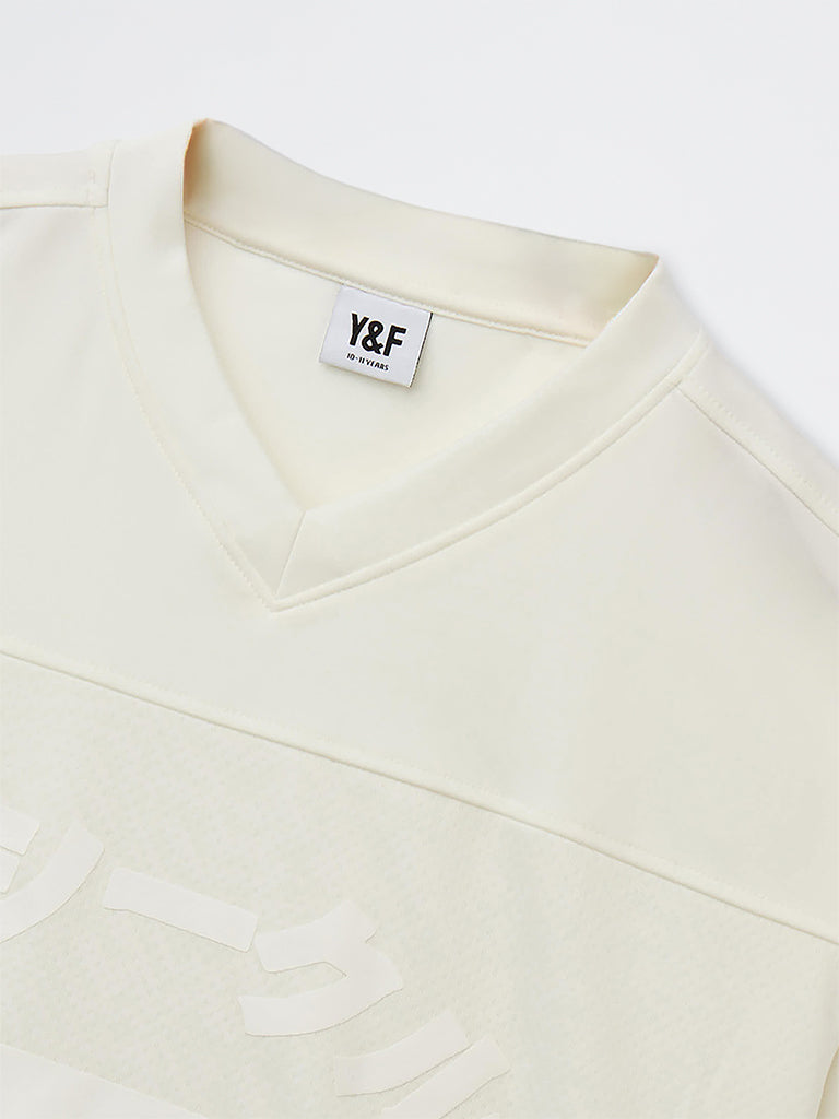 Boys Off-White Japanese Text Printed T-Shirt