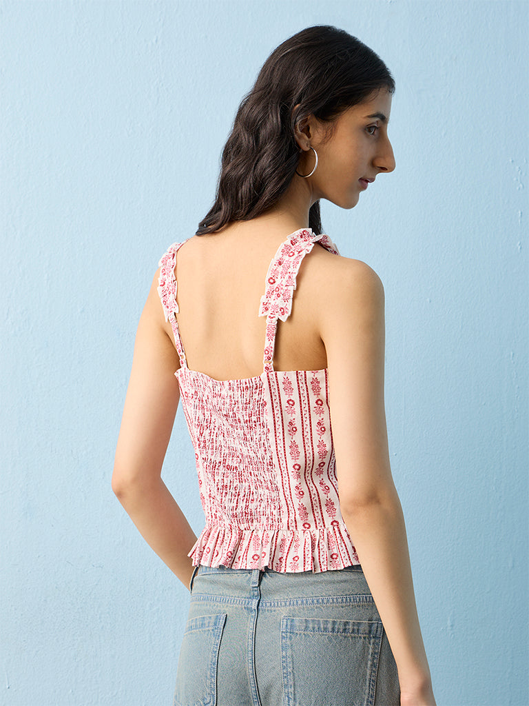 Bombay Paisley Off-White Floral Printed Cotton Top