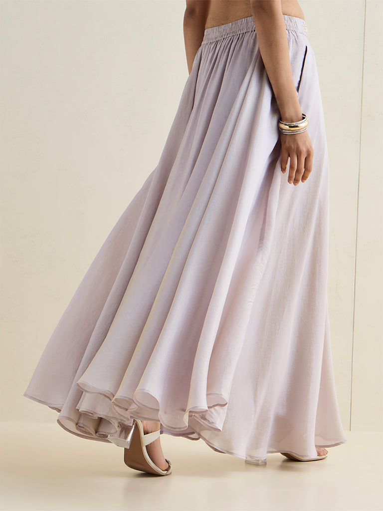Vark Lilac Flared Maxi Skirt