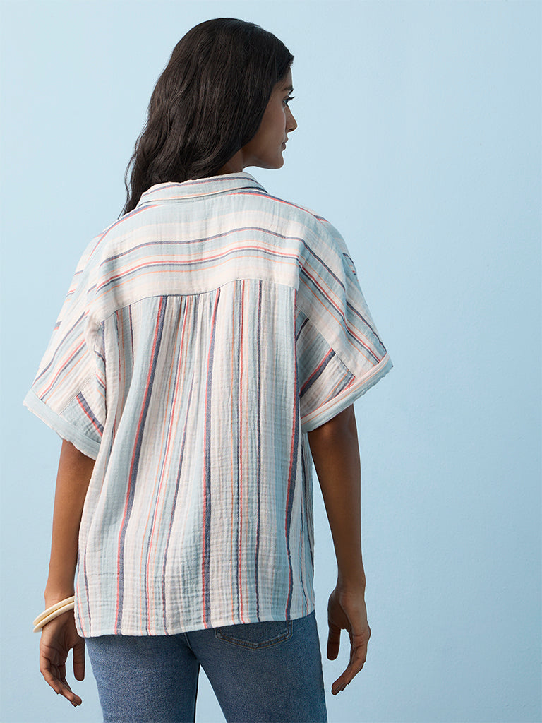 LOV Blue Striped Cotton Shirt