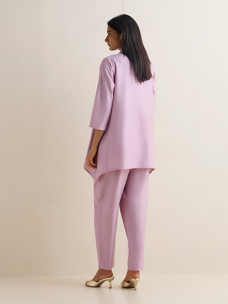 Vark Mauve Floral Embroidered Co-ord Set