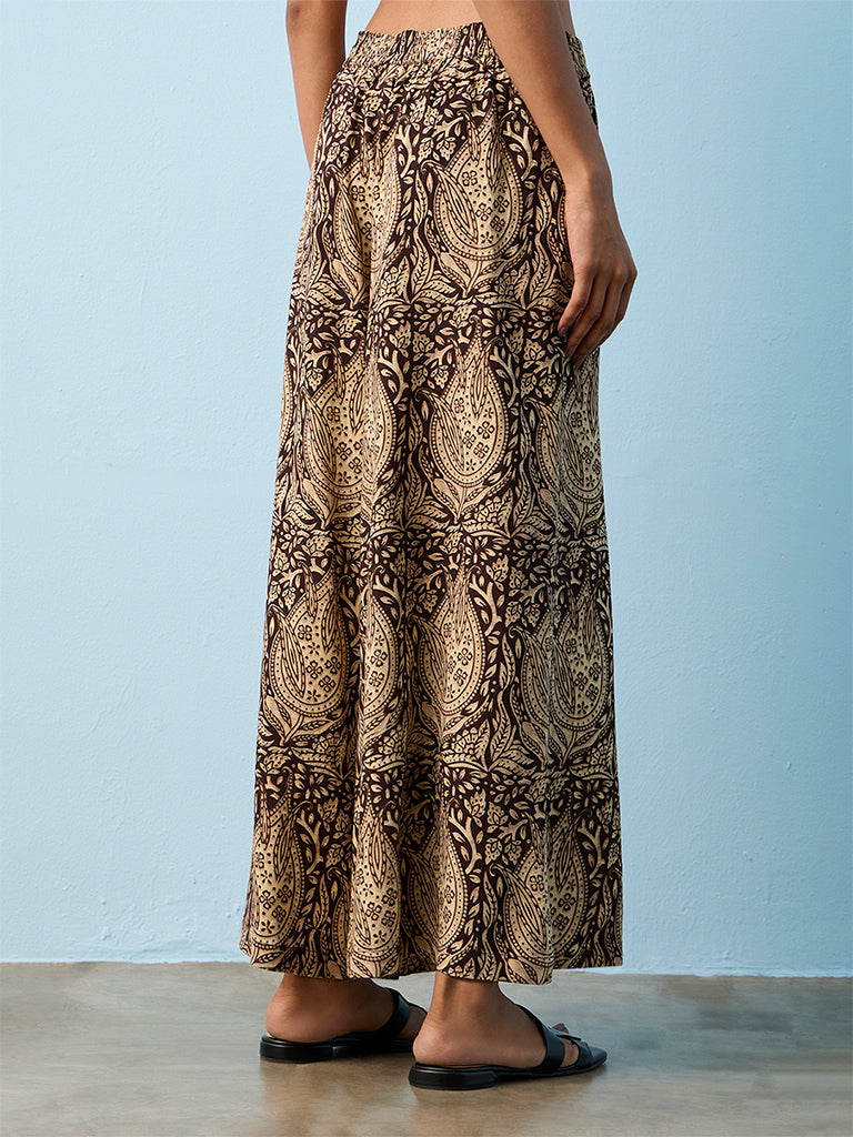Utsa Brown Printed Pants