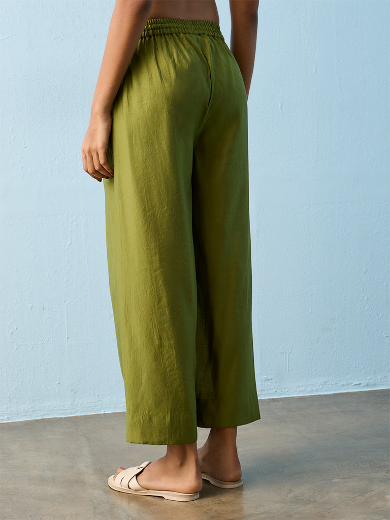 Utsa Olive Solid Pants