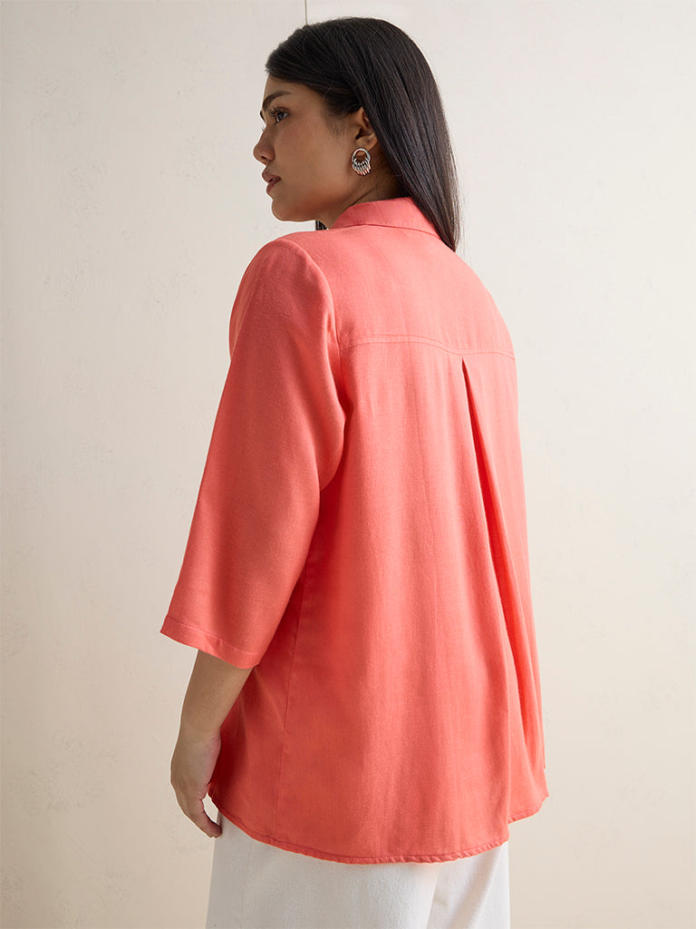 Gia Coral Floral Embroidered Cotton-Blend Shirt