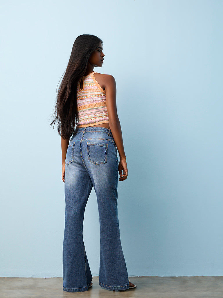Nuon Blue Washed High-Rise Jeans