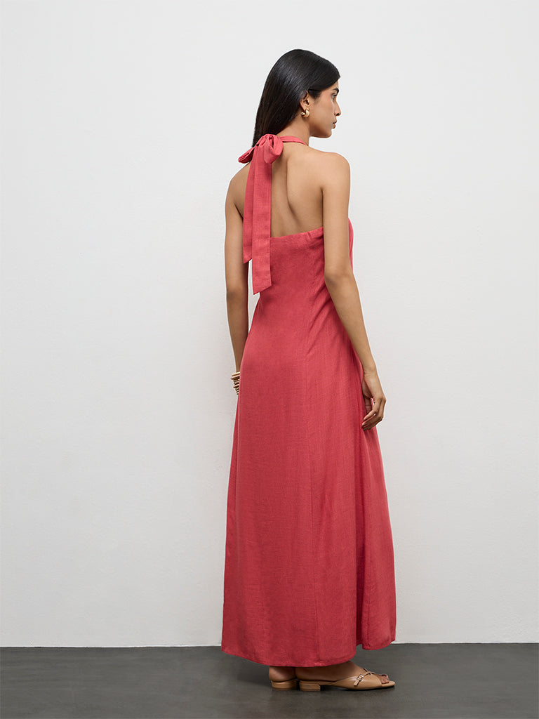 LOV Coral Halter Neck A-Line Dress