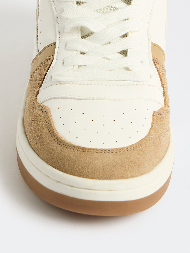 SOLEPLAY Beige Colour-Blocked Lace-Up Sneakers