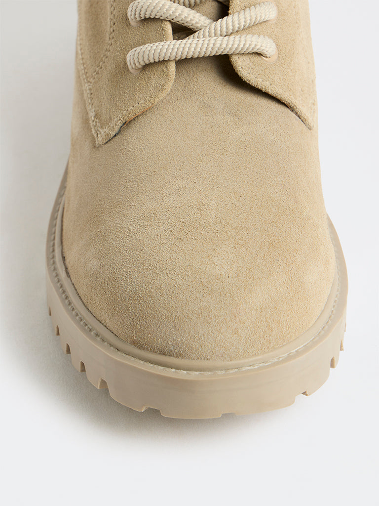 SOLEPLAY Taupe Suede Lace-Up Boots