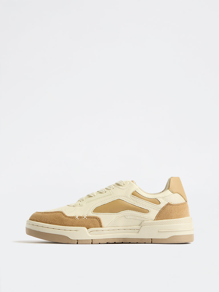 SOLEPLAY Beige Colour-Blocked Lace-Up Sneakers