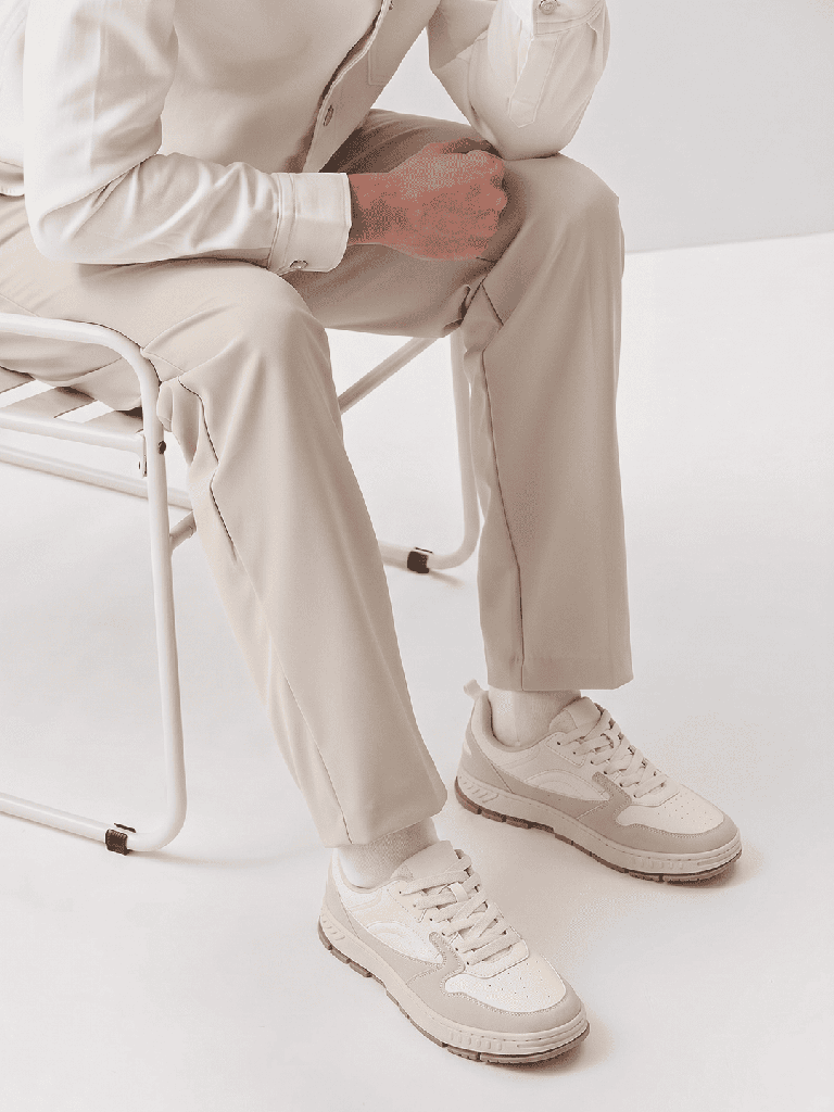 SOLEPLAY Taupe Perforated Lace-Up Sneakers