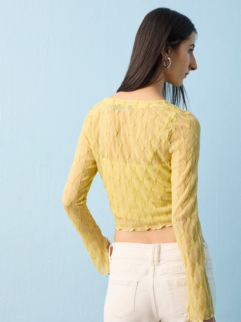 Nuon Lime Self Design Sheer Top