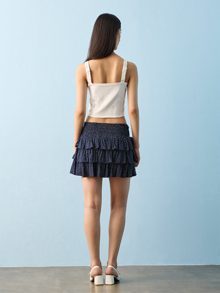 Nuon Off-White Lace-Up Corset Top