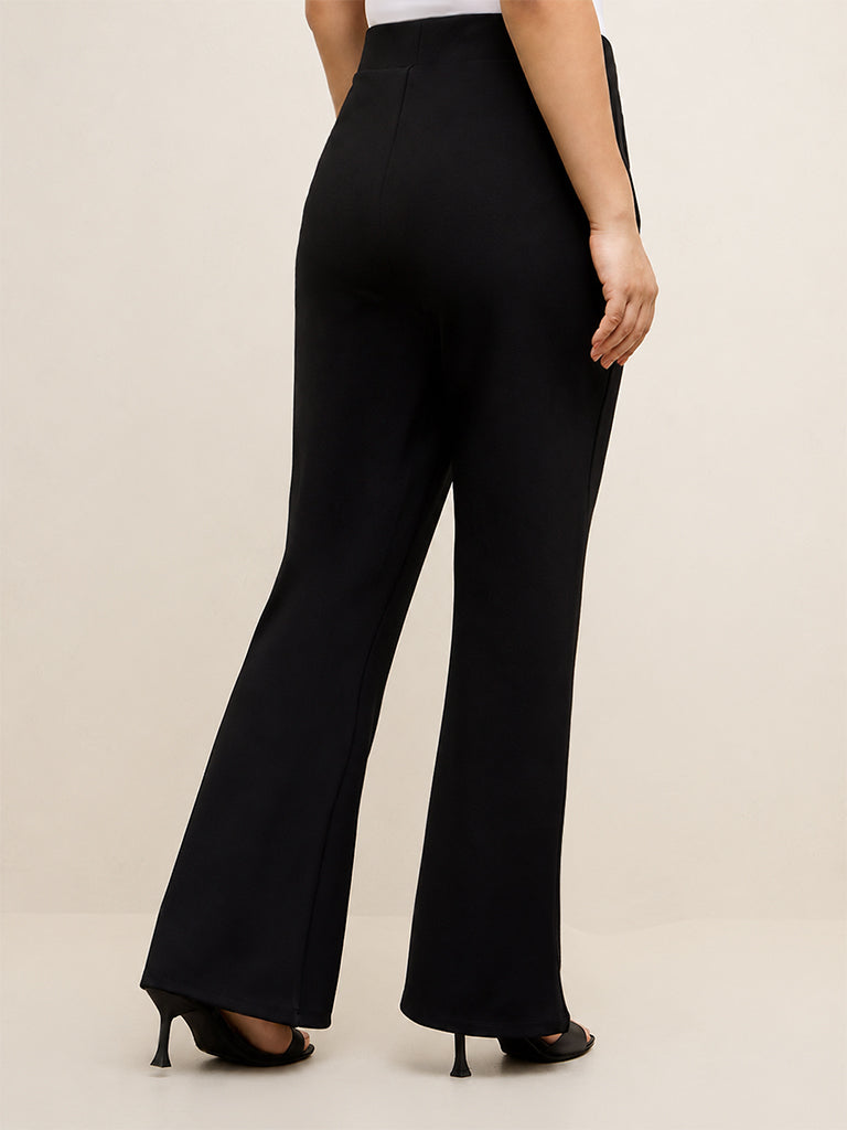 Gia Black Solid High-Rise Trousers