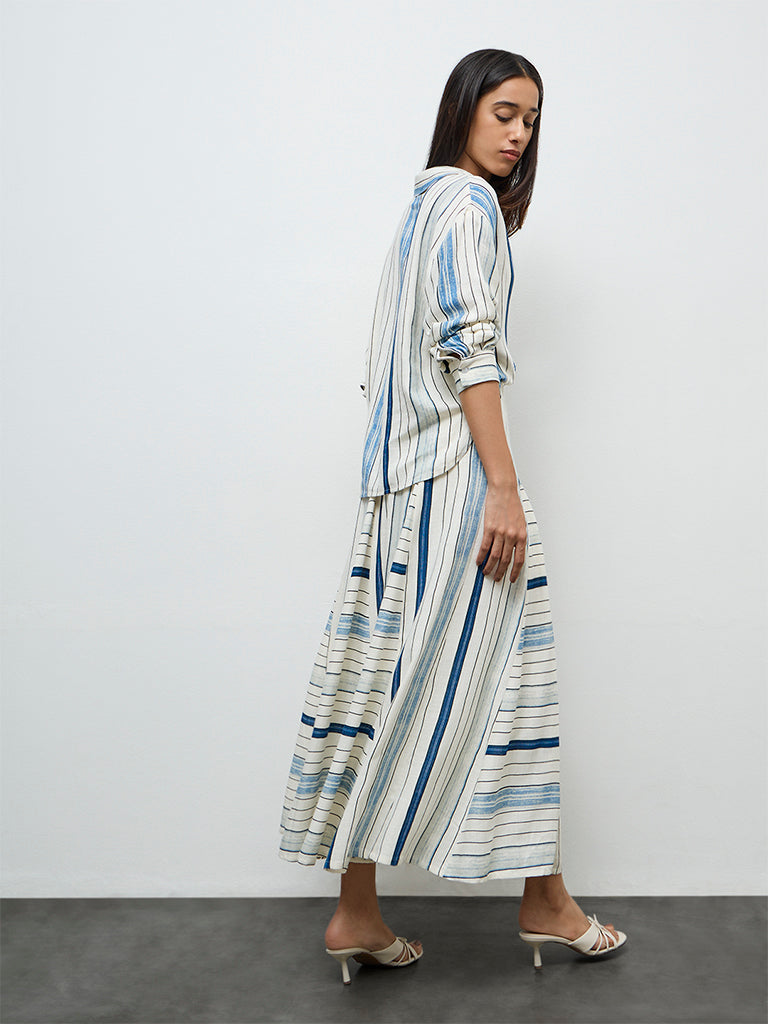 LOV Off-White Printed High-Rise Skirt