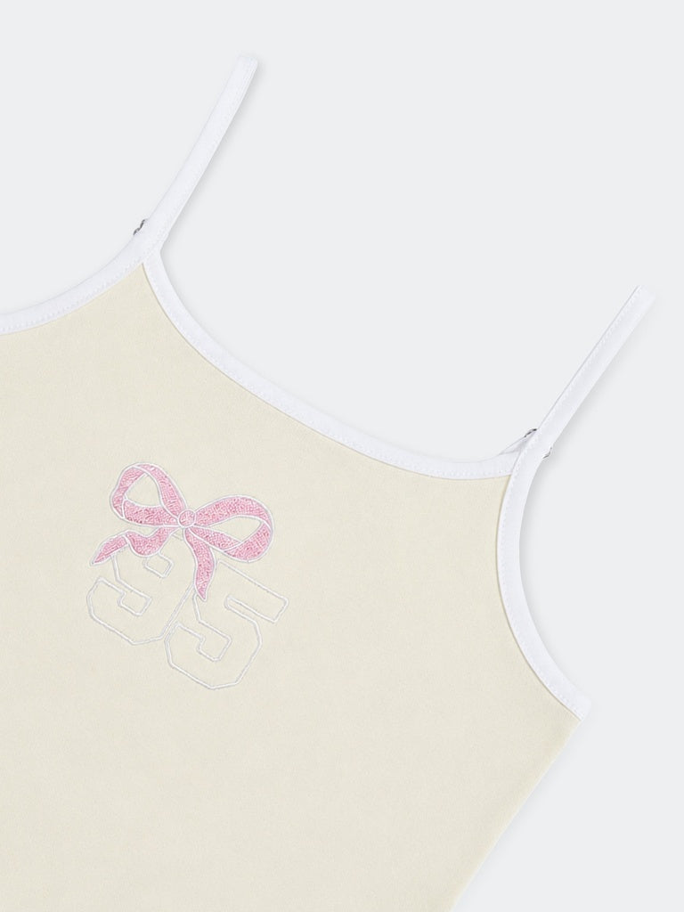 Girls Yellow Printed Cotton-Blend Camisole Top