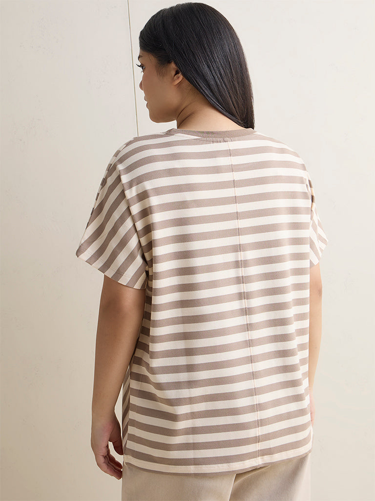 Gia Beige Striped T-Shirt