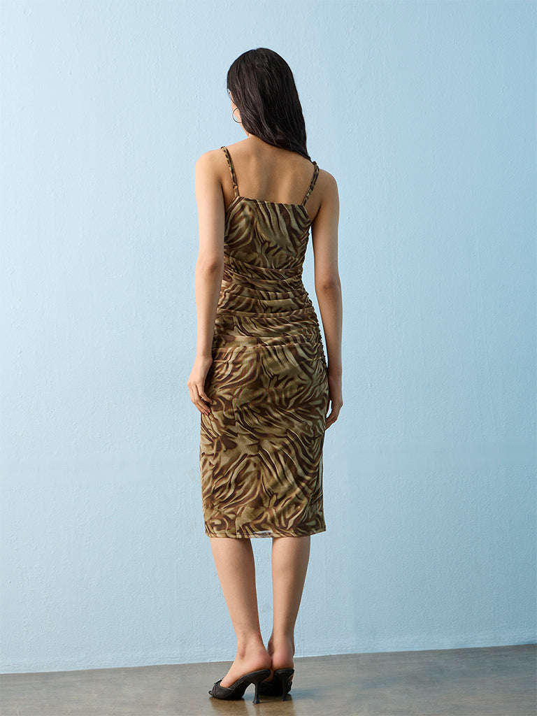 Nuon Olive Animal Printed Bodycon Dress