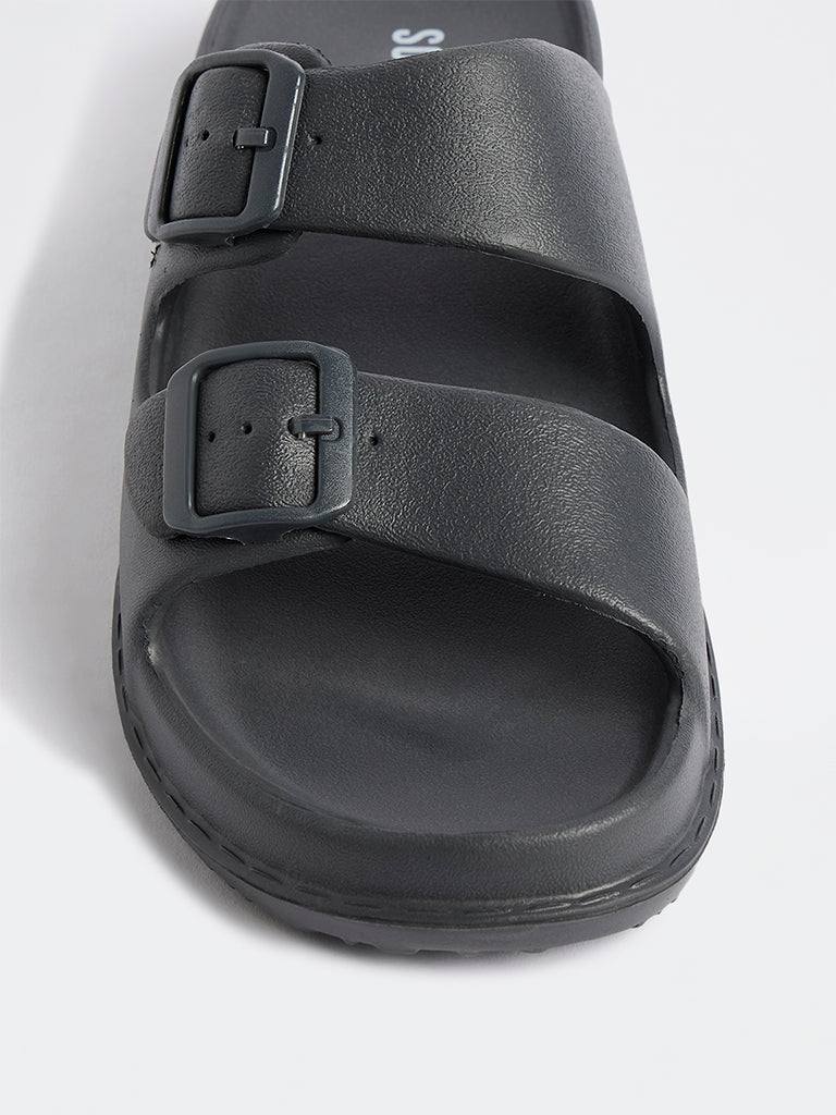 SOLEPLAY Black Buckle-Detailed Slides