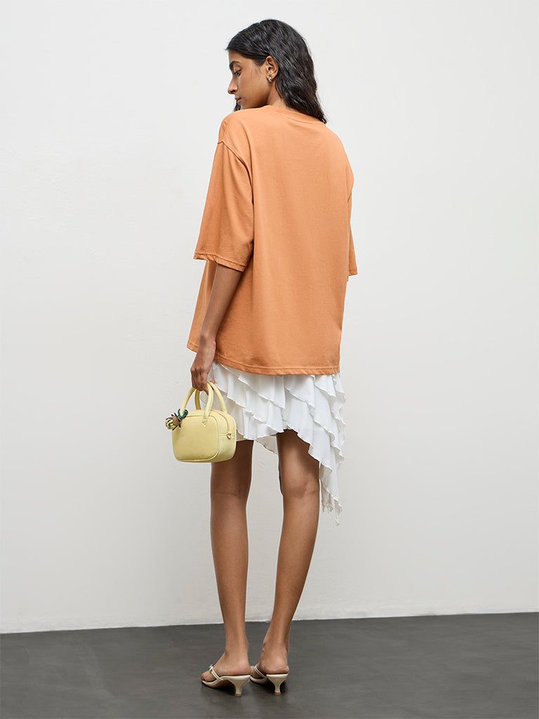 Nuon Orange Graphic Printed Cotton T-Shirt
