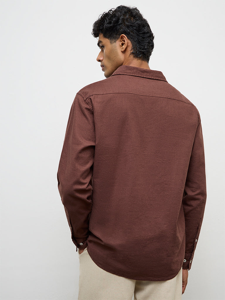 ETA Brown Relaxed-Fit Cotton-Blend Shirt