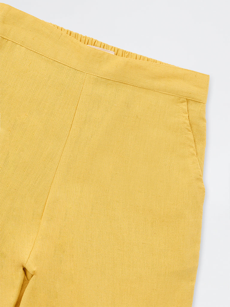 Utsa Kids Girls Yellow Cotton-Blend Ethnic Pants - (8-14 yrs)