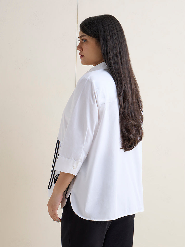 Gia White Embroidered Cotton Shirt