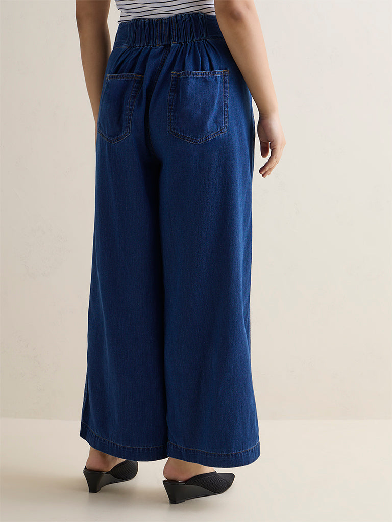 Gia Blue Floral Design High-Rise Denim Jeans