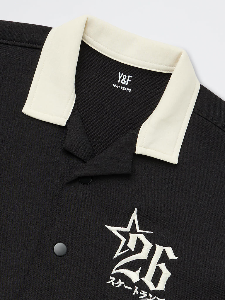 Boys Black Printed Shirt