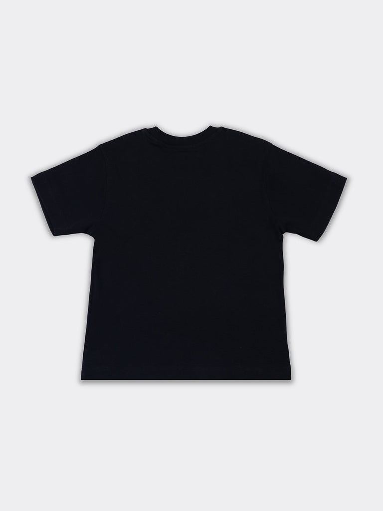 Boys Black Solid Short Sleeve Cotton T-Shirt