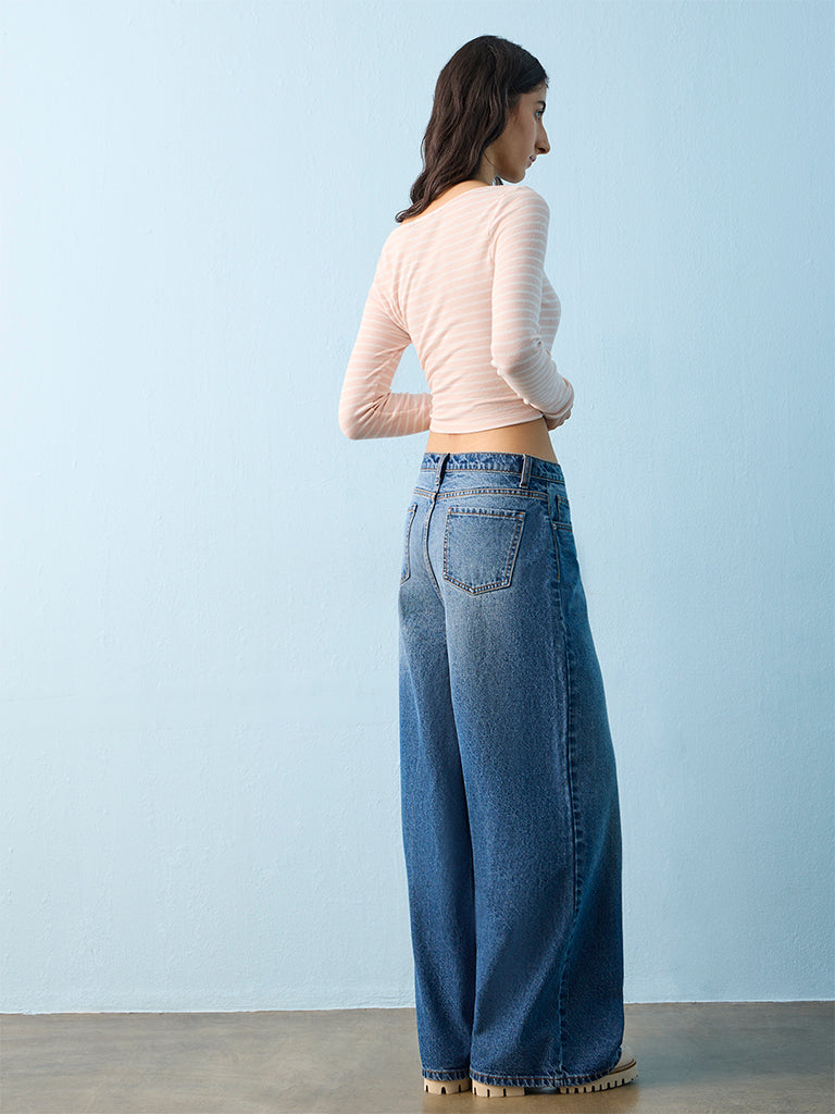 Nuon Blue Washed High-Rise Jeans