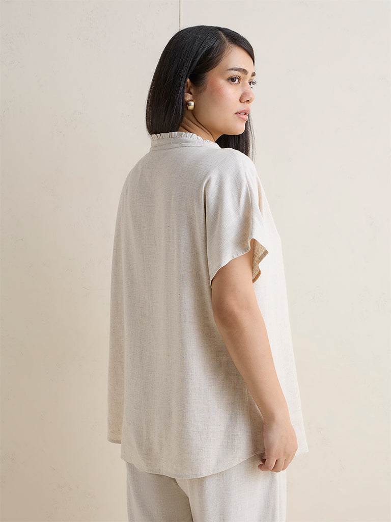 Gia Beige Solid Cotton Top