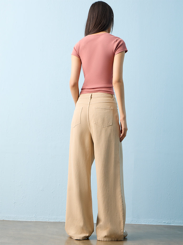 Nuon Light Beige High-Rise Jeans