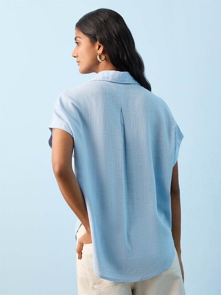 LOV Light Blue Solid Shirt