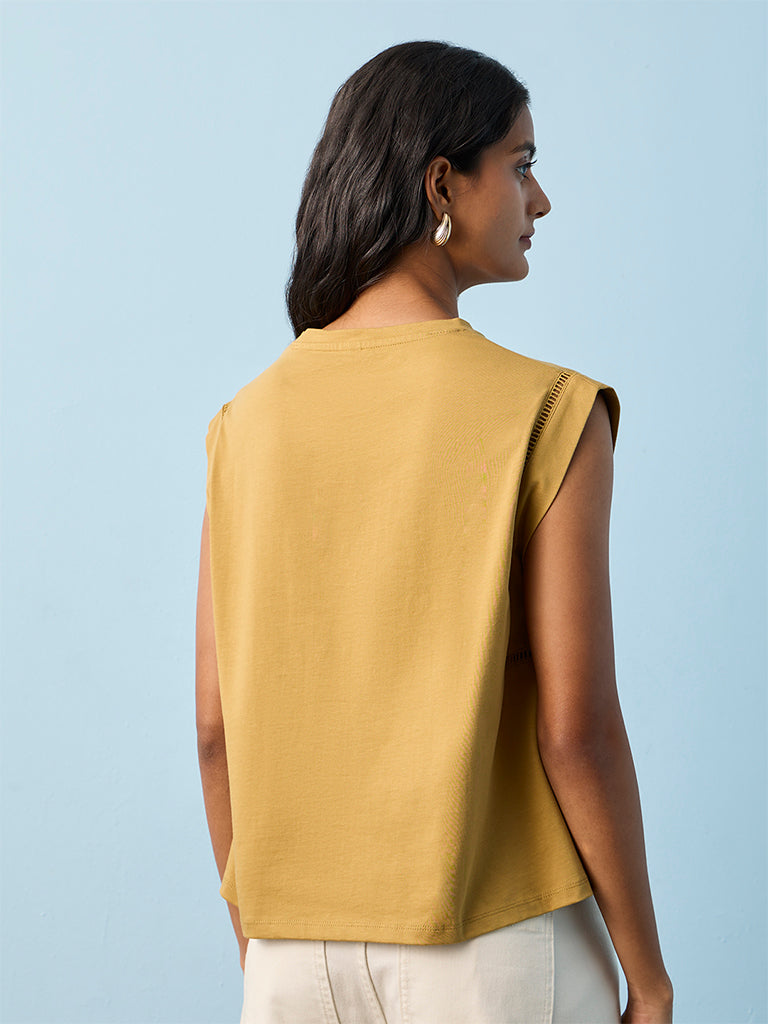 LOV Khaki Solid Cotton Top