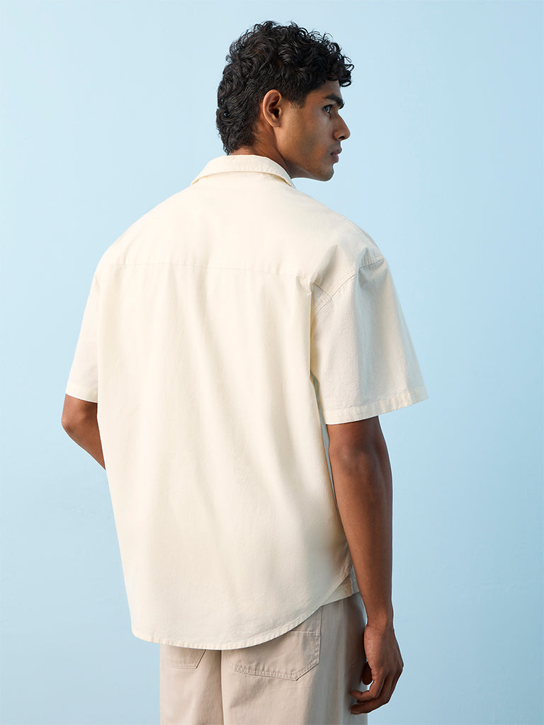 Nuon Off-White Boxy-Fit Cotton Shirt