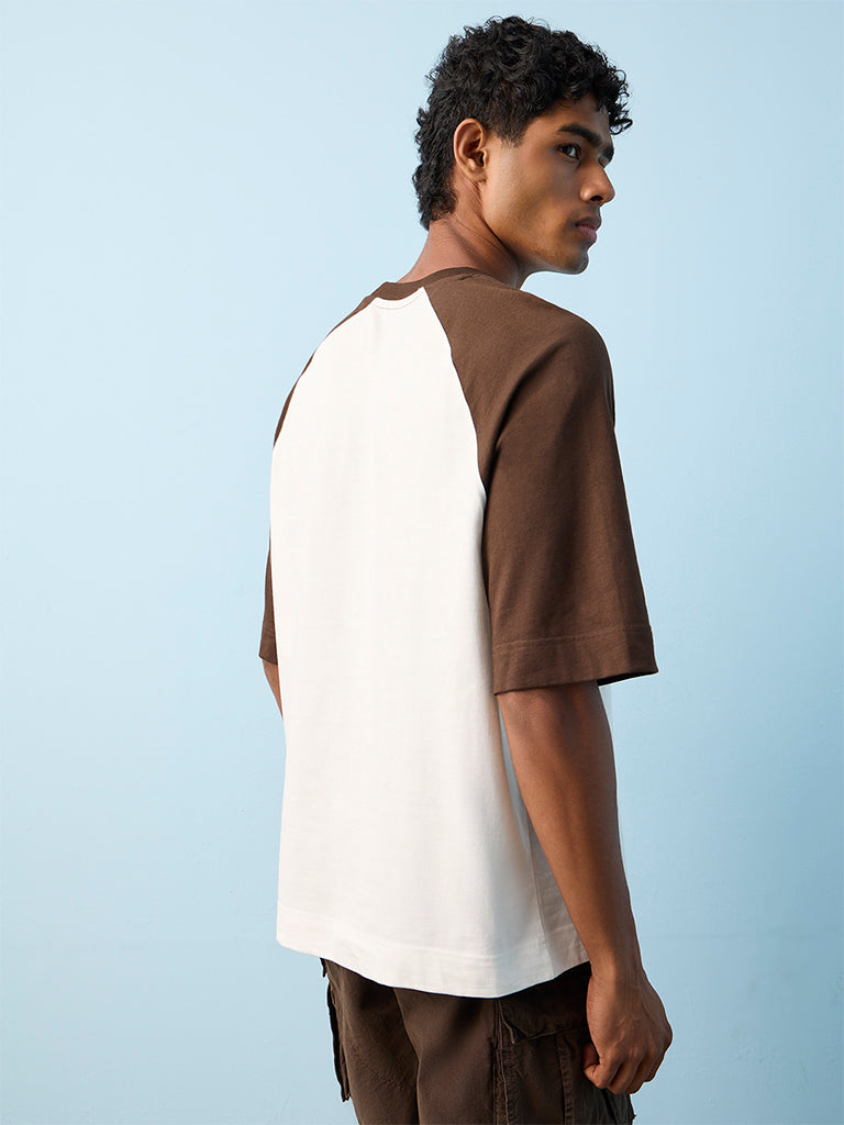 Nuon Off-White Text-Printed Relaxed-Fit Cotton T-Shirt