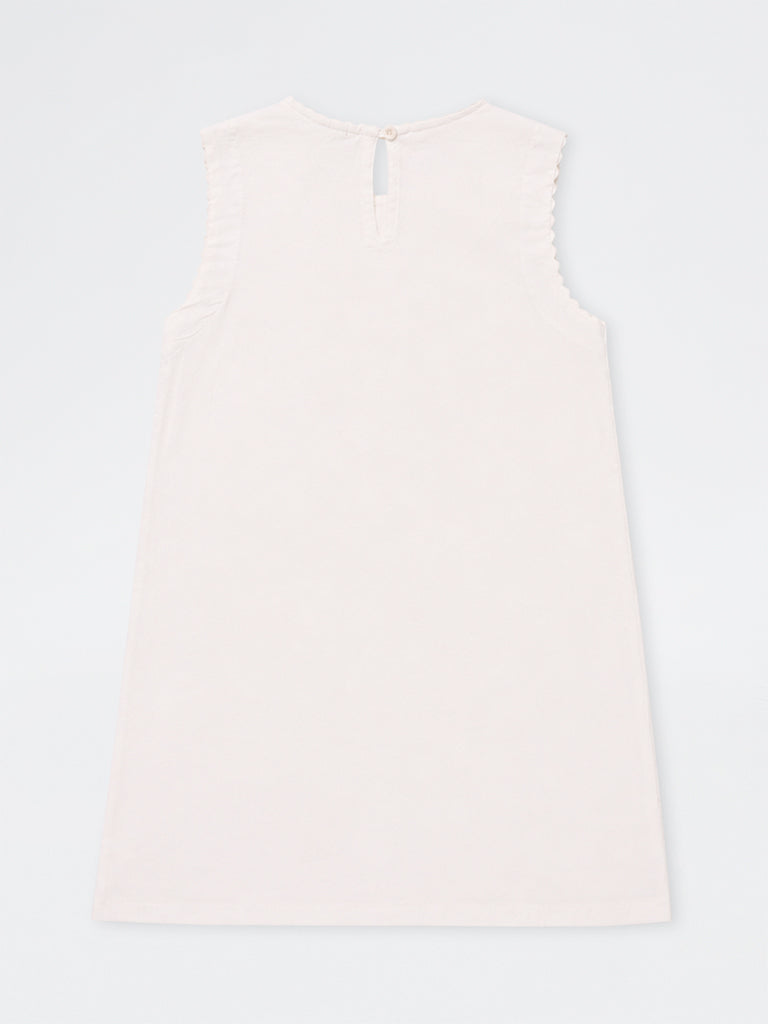 Utsa Kids Girls White Floral Printed Cotton-Blend Shift Dress - (8-14 yrs)