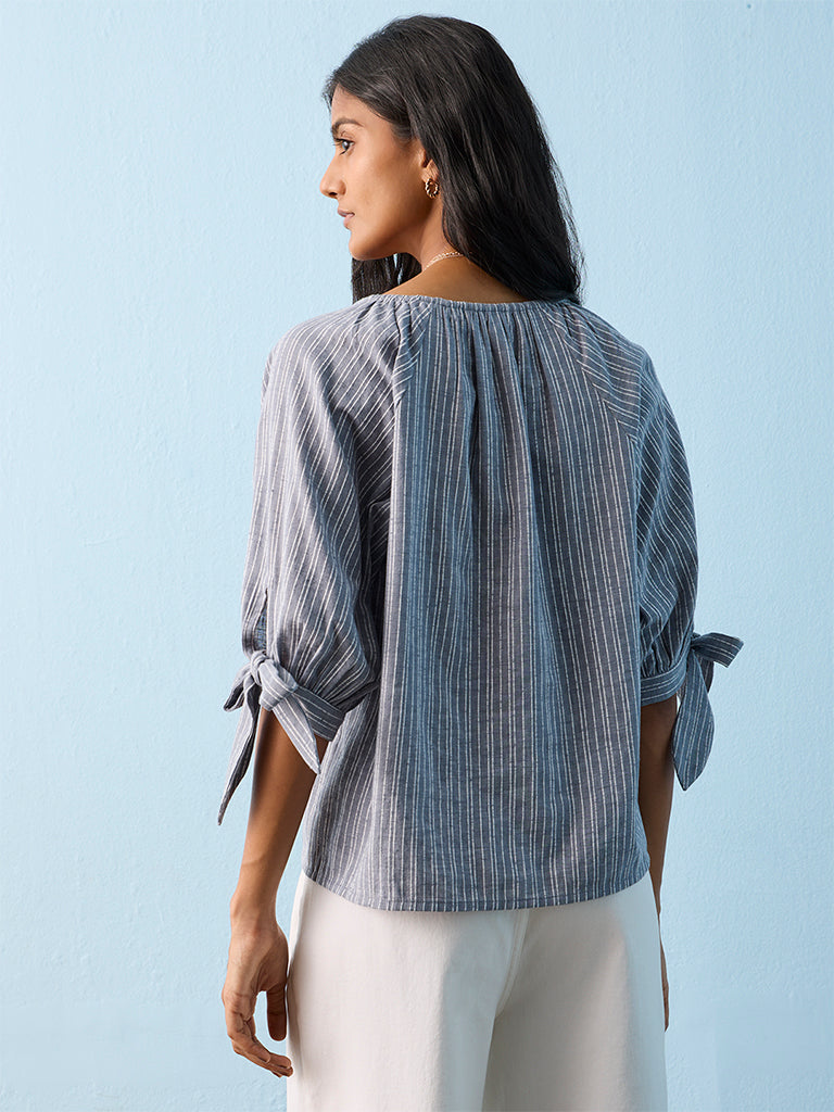 LOV Light Blue Striped Blouse