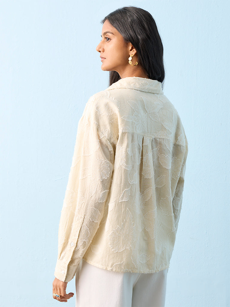 LOV Light Beige Floral Embroidered Blouse