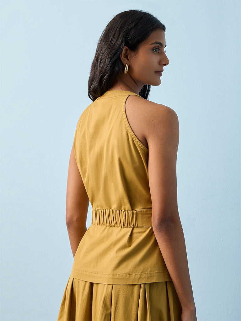 LOV Khaki Cotton-Blend Waistcoat with Belt